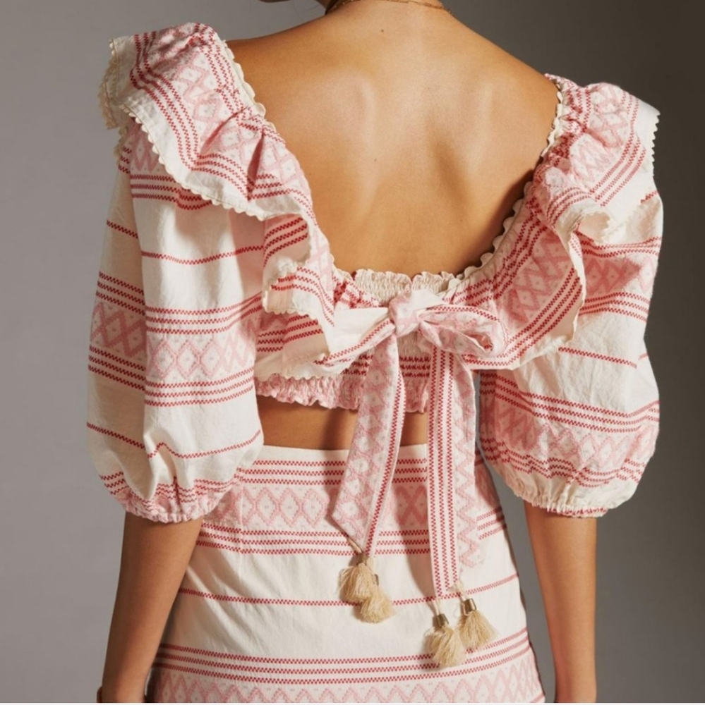 Anthro Raissa Ruffle Cropped Top. - Picture 3 of 7